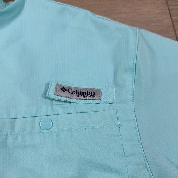 Columbia Men's Tamiami II Aqua Teal Short Sleeve Shirt - Picture 4 of 13
